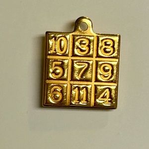 Vintage Magic Square Gold Tone Pendant Feng Shui Numerology Spiritual